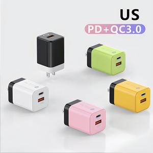 OEM, Заводская цветная EU Plug CE KC UL PD QC Mini 38w USB C a зарядное устройство для быстрой зарядки телефона, 2 порта зарядки для перезаряжаемой батареи - Product Image 5