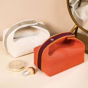 Simple Travel Portable Canvas Toiletry <b>Bag</b> Large Capacity Waterproof Cosmetic Storage <b>Bag</b> with Embroidery logo - Product Image 3