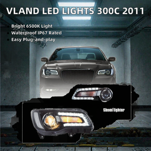 Ensemble de phares LED 12V 6500K pour Chrysler 300 300C 2011-2014, plug and play, noir - Product Image 2