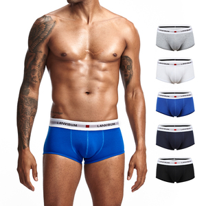 Boxer court pour <span class=keywords><strong>homme</strong></span> à coupe plate, résistant à la déformation, en coton doux et respirant, avec logo personnalisé, design simple - Product Image 1