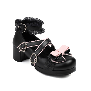 WETKISS Wholesale Big Size 45 Platform <strong>Pumps</strong> Shoes Chunky Heel White Ankle <strong>Pumps</strong> Cross Strap <strong>School</strong> Girls Lolita Shoes With Bow - Product Image 4