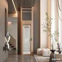 Yüksek Hassasiyetli Düşük Gürültülü Alüminyum Profil Çift Vidalı Sistem 3 Duraklı 400kg Kapasiteli Panoramik Villa Ev Asansörü Kompakt Tasarım