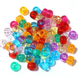 Newlilai Customization High Quality 1770PCS Plastic Beading Craft Beads 6x9mm Large Hole Rainbow Pony Beads For Jewelry Making