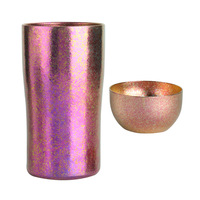 2026 Emerit Grosir Kustom Cangkir Teh Bir 300ml Logam Titanium Langka Dinding Ganda Vacuum Flask untuk Kopi Mug Pelangi yang Dapat Digunakan Kembali