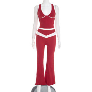 Viviblook Q25ST413 Conjunto de yoga para mujer, chaleco sin mangas y pantalones deportivos largos, conjunto informal de dos piezas - Product Image 2