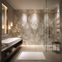 Panneau mural SPC pour salle de bain, décoration intérieure, feuille de marbre PVC noir avec ligne dorée, panneau UV