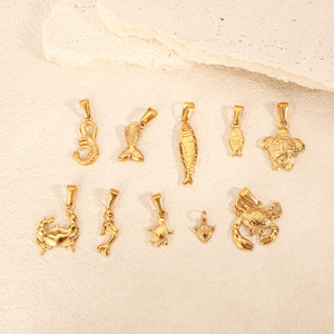 Không Thấm Nước Trang Sức Vĩnh Viễn Đại Dương Sao Biển Tự Làm Quyến rũ Mạ Vàng Bãi Biển Mặt Trời Cua Cá Quyến rũ Vòng Cổ Vòng Đeo Tay Bông Tai Quyến rũ - Product Image 3