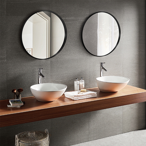 For Modern Round Wall Mounted <strong>Silver</strong> <strong>Bathroom</strong> <strong>Mirror</strong> with Matte Black Frame Decorative <strong>Mirrors</strong> for the Home - Product Image 5