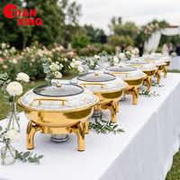 TIANXING 6L 9L Ensemble de plats de service à motif marbre blanc et or pour buffet, idéal pour la restauration événementielle