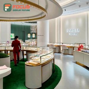 High Quality Wooden Jewelry Counter Glass Display Cabinet Jewelry Display Shelf Luxury LED Light Display Rack - Product Image 5