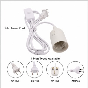 Vervangende E14 lamphouder met snoerschakelaar en stekker 1,8m wit schroeflampfitting voor hanglamp plafondlamp tafellamp reparatie doe-het-zelf - Product Image 1