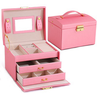 Caja de Almacenamiento de Joyería Rígida de 3 Capas, Personalizada, de Lujo, con Papel de Regalo de Terciopelo, 2 Cajones, Herrajes Metálicos Dorados en Relieve, Portátil