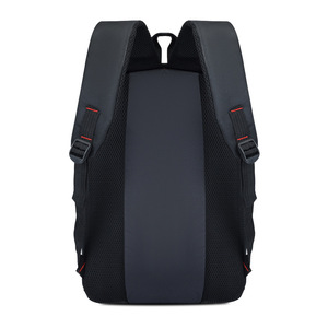 <b>Large</b> <b>Capacity</b> <b>Backpack</b> Black Solid Color Laptop Compartment Unisex Shoulder Straps For Travel Business School - Product Image 3