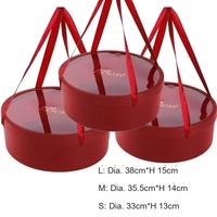 Boîte d'emballage cadeau portable décorative avec couvercle transparent rond à fenêtre, poignée en ruban, tailles personnalisées