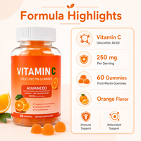 Gummies de pectine de fruits à la vitamine C 250 mg Acide ascorbique Soutien immunitaire Antioxydant Complément alimentaire Marque privée OEM
