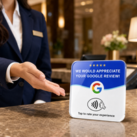 Autocollant de carte de commentaires Google NFC en acrylique 12 cm NTAG213, appuyez pour commenter, code QR, étanche pour comptoir de café