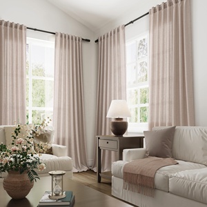 Cortina de <span class=keywords><strong>ventana</strong></span> semitransparente bohemia de granja moderna neutra, cortinas largas para puerta <span class=keywords><strong>corredera</strong></span> para sala de estar con función de filtrado de luz - Product Image 3