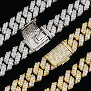 Collar Cubano Miami de Dos Hileras de 14 mm con Incrustaciones de Moissanita VVS1 Estilo Hip Hop, Cadena Cubana de Plata de Ley 925 con Diamantes de Moissanita - Product Image 2