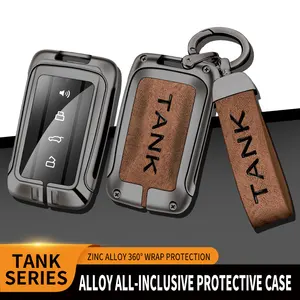 High Quality Zinc Alloy Leather Car Key Case Cover For Tank 300 2021 Great Wall Keychain Remote Keyless Accessories