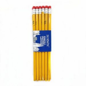 Lápiz de Madera Hexagonal Amarillo de 7 Pulgadas con Logotipo Personalizado de Fábrica a Precio Económico con Borrador al por Mayor - Product Image 2