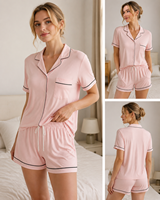 Ensemble de pyjama en coton modal et bambou à boutons magnétiques, facile à ouvrir et à fermer, personnalisable, vêtements de détente, pyjama pour femmes, vêtements de nuit