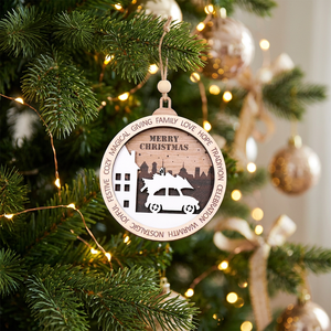 Ornamento Natalizio <span class=keywords><strong>in</strong></span> <span class=keywords><strong>Legno</strong></span> 3D Tagliato al Laser con Auto e Paesaggio Urbano |   Decorazione <span class=keywords><strong>da</strong></span> <span class=keywords><strong>Parete</strong></span> <span class=keywords><strong>in</strong></span> Materiale Naturale - Product Image 4