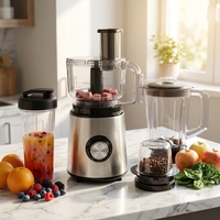 Blender portable en acier inoxydable 3 vitesses 800W avec vitesse variable, mixeur anti-fuite pour jus et smoothies, pour usage domestique