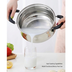 Pentola a fondo singolo in acciaio inox 201 con logo personalizzato per cucina professionale, forma ad arco, pentola di seconda generazione, 4 pezzi, MOQ basso, ora disponibile - Product Image 3