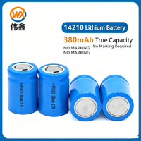 Baterai Lithium-Ion 14210 380 mAh 37V Sel Silinder Isi Ulang untuk Penggunaan Elektronik Konsumen Suhu Operasi -10C 60C