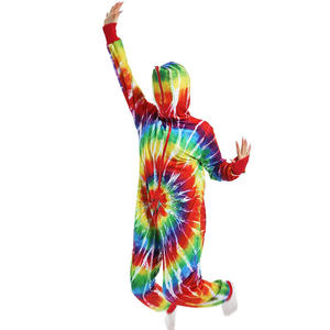 UE et US Offre Spéciale Tie Dye impression numérique combinaison dames à capuche fermeture éclair <span class=keywords><strong>polaire</strong></span> barboteuses en gros - Product Image 5