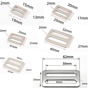Accessorio in metallo di lusso da 51 mm in acciaio inossidabile, fibbia quadrata e scorrevole a tre vie, regolatore di lunghezza per guinzagli per cani e cinghie per borse - Product Image 4
