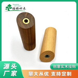 Solid Wood Wall <b>Hooks</b> Round Tapered Shape Beech Wood Coat Rack <b>Hooks</b> Wall Mounted Type Behind Doors On Walls - Product Image 5