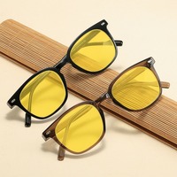 QSKY 007 Vente en gros de lunettes de protection anti-lumière bleue élégantes avec monture carrée en PC, verres teintés jaunes et rouges, optiques pour la conduite nocturne