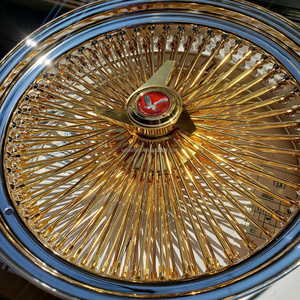 Nouvelle jante à rayons en acier de luxe Deep Dish 13x7 <span class=keywords><strong>Chrome</strong></span> Or 72 rayons croisés 2 barres avec système de dégagement rapide pour voitures particulières - Product Image 5