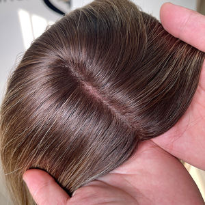 Listo para enviar: Topper de cabello humano virgen europeo natural 6*7 Mono Net con base de seda y clip, liso, en stock. - Product Image 3