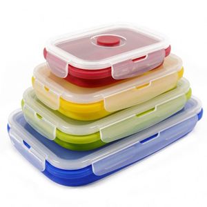 Juego de 4 Recipientes de Silicona para Almuerzo, Plegables, Portátiles, Tipo Bento, Contenedores de Alimentos Plegables de 350/500/800/1200 ml, Ecológicos - Product Image 1