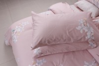 Parure de lit rose, housse de couette 100% coton, ensemble de literie avec drap