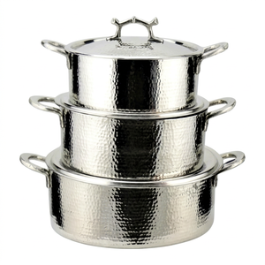 Wholesale Luxury Premium Copper Casserole <b>Set</b> Classic Design Eco-Friendly Two Handles Induction Ready <b>Pot</b> Cover Stews Tin Plated - Product Image 1