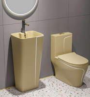 WC monobloc coloré à poser au sol, cuvette de toilette en céramique jaune, ensemble WC, urinoir et lavabo