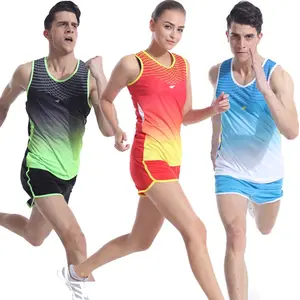 Wholesale Custom Sublimation Printing Sleeveless Marathon Jersey Track and Field Uniforms