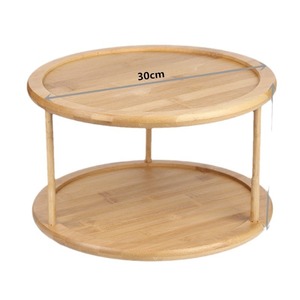 Estante giratorio de bambú para especias de 2 niveles, redondo, con plato giratorio de 360 grados, organizador de almacenamiento de cocina para especias y condimentos - Product Image 4