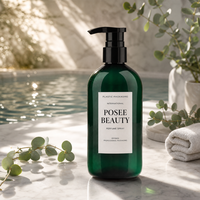 Bouteille en PET translucide verte de 300 ml avec bouchon à clapet, gel douche, après-shampoing, shampoing, lotion pour le corps, modèle PP-S53, emballage pour soins personnels