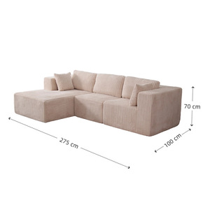 Canapé modulaire en forme de L moderne en velours avec mousse à mémoire de forme, meubles compressés sous vide - Product Image 2