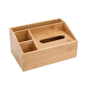 Bambus Seidenboxhalter, Seidenbox Abdeckung rechteckig, Nachttisch Organisator Schreibtisch Kommode Makeup Organisator Multifunktions-Tisch