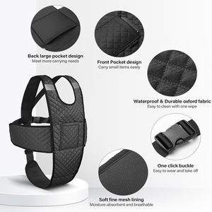 Ceinture de sécurité pour fauteuil roulant, gilet de retenue réglable en tissu Oxford pour personnes âgées et handicapées, noir - Product Image 2