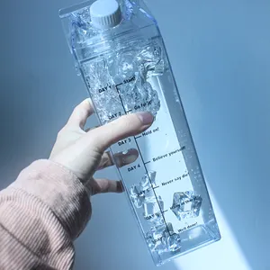2022 Best Selling Product Transparent Square Plastic Water Bottle Eco-friendly Bottles With Custom Logo And Pattern