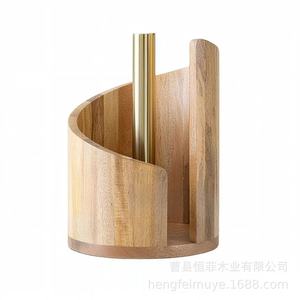 ที่ใส่กระดาษทิชชูทรงกลมไม้ เส้นผ่านศูนย์กลาง 16.6 ซม. สูง 26 ซม. ของตกแต่งโต๊ะทำงานสำหรับใช้ในบ้านและสำนักงาน - Product Image 4