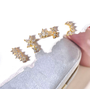 Boucles d'oreilles fleur délicate en gros femmes Piercing <span class=keywords><strong>Cartilage</strong></span> mode Zircon bijoux plaqué <span class=keywords><strong>or</strong></span> 18 carats <span class=keywords><strong>boucle</strong></span> d'oreille étanche - Product Image 3
