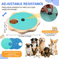 Papan Cakar Anjing Kayu Solid Berputar dengan Mangkuk Stainless Steel, Mainan Puzzle Pengisi Makanan Lambat, Pengayaan Interaktif untuk Anjing