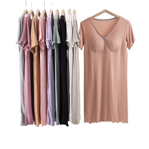 Pijamas de enfermería Maternidad Hospital Vestido de noche Encaje Embarazada Vestido de noche <span class=keywords><strong>Lactancia</strong></span> Ropa de <span class=keywords><strong>lactancia</strong></span> Tela suave - Product Image 1